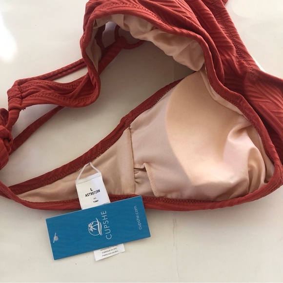 Cupshe Texturized Criss Cross Self Tie Spaghetti Straps Cheeky Bikini Swim Set - Picture 9 of 16